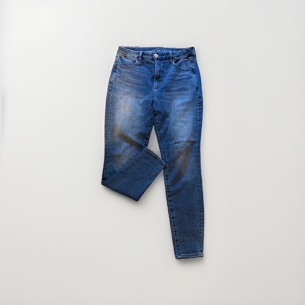 American Eagle Outfitters Blue Skinny Jeans Mid Rise Stretch Size 8